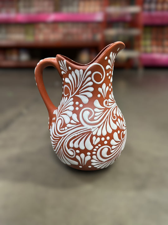 Jarra Pitcher Rustic Brown White Outline Jugs