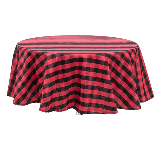 BUFFALO PLAID ROUND POLYESTER TABLE COVER 60"