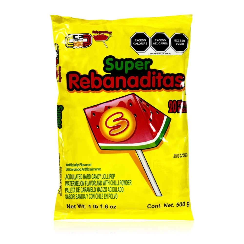 Super Rebanaditas Watermelon Lollipop: 1lb 20ct