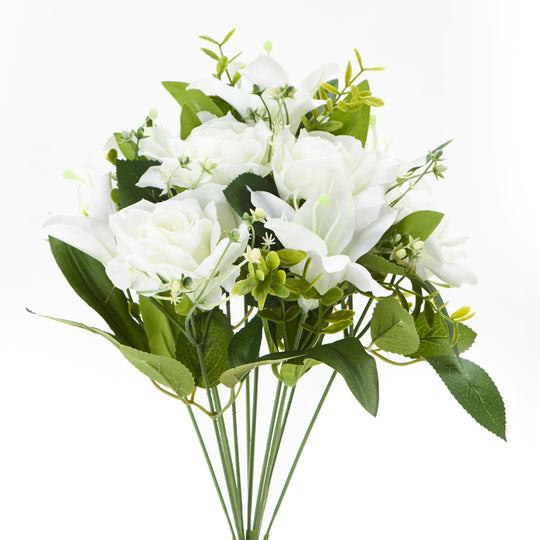 Artificial Rose & Lily Bouquet 25-0340WH