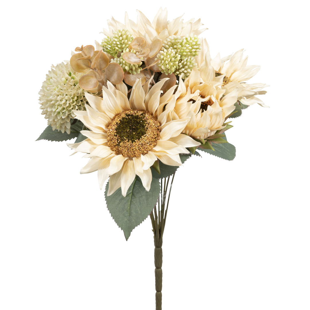 9 Head Sunflower and Button Mum Bouquet 17”