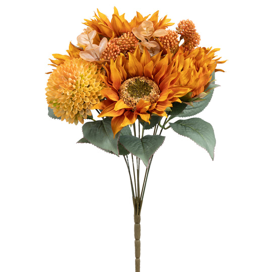 9 Head Sunflower and Button Mum Bouquet 17”